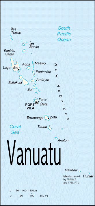 Mapa de Vanuatu - Impresin para una lectura fciling.